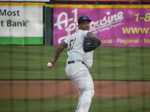 NY Yankees ace CC Sabathia during his rehab start in Trenton on July 2, 2014 (Jen Nevius).
